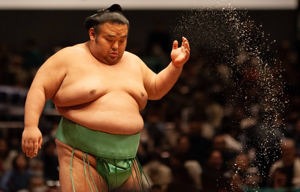 Takakeisho during a one-day tournament at Kokugikan in Tokyo in February 2020