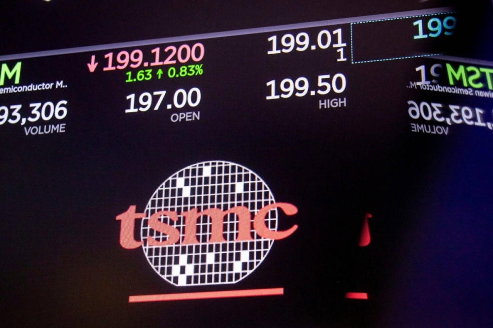 Taiwan Semiconductor Manufacturing Co. signage on the floor of the New York Stock Exchange Taiwan Semiconductor Manufacturing Co. signage on the floor of the New York Stock Exchange