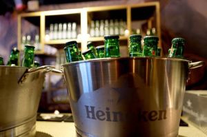 DUTCH DRINKS Heineken bottles in buckets are displayed during ‘The Hollywood Reporter’ Oscar Nominees Night at Spago restaurant in Beverly Hills, California, on Monday, March 7, 2022 (March 8 in Manila). AFP PHOTO