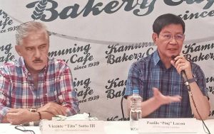 INDEPENDENT presidential candidate Sen. Panfilo Lacson and his running mate Senate President Vicente Sotto 3rd. PHOTO BY BENEDICT ABAYGAR, JR.
