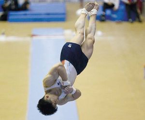 Making history Carlos Yulo shows off his golden form at the regional games in Vietnam.