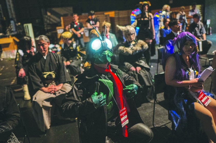 Contestants from 36 countries stand backstage at the 2024 World Cosplay Championship during the World Cosplay Summit in Nagoya on August 3, 2024.