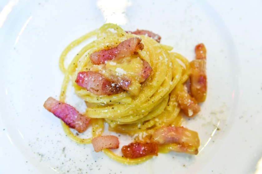 A view of pasta dish spaghetti alla carbonara. — AFP